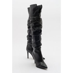 LuviShoes POLINA Black Skin Women's Heeled Boots