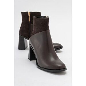 LuviShoes ROPA Women's Brown Heeled Boots