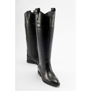 LuviShoes LEAR Black Skin Genuine Leather Women's Hidden Heel Boots