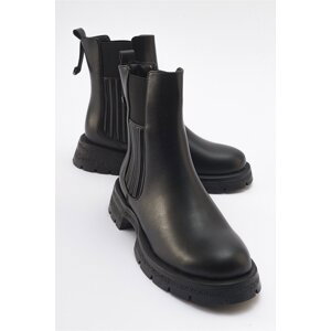 LuviShoes DENIS Black Skin Elastic Women's Chelsea Boots