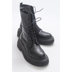 LuviShoes Pearl Black Skin Genuine Leather Women's Boots