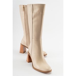 LuviShoes MARANTA Women's Beige Skin Heeled Boots