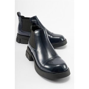 LuviShoes CAFUNE Women's Navy Patent Leather Boots