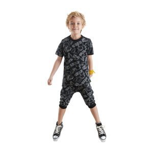 Denokids Car Boy Black T-Shirt Capri Shorts Set