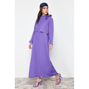 Trendyol Purple Collar Tie Detailed Woven Dress