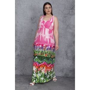 Şans Women's Plus Size Colorful Dress with Wrapover Neck Straps