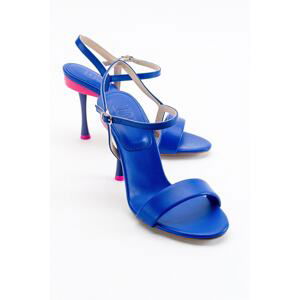 LuviShoes Shine Royal Blue Skin Women's Heeled Shoes