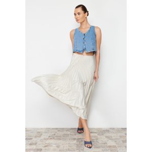 Trendyol Stone Pleated Maxi Knitted Skirt