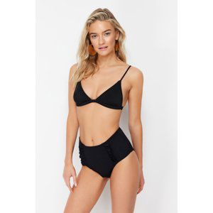 Trendyol Black Frilly High Waist Hipster Bikini Bottom