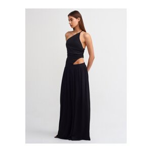 Dilvin 90726 Window Detail Long Dress-Black