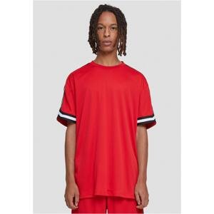 Men's Oversized Stripes Mesh Tee T-Shirt - Red