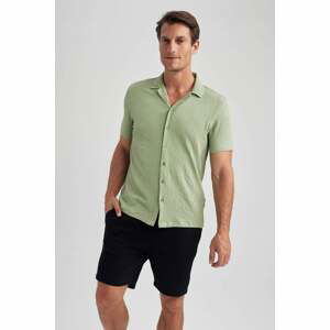 DEFACTO Modern Fit Resort Neck Crinkle Short Sleeve Shirt