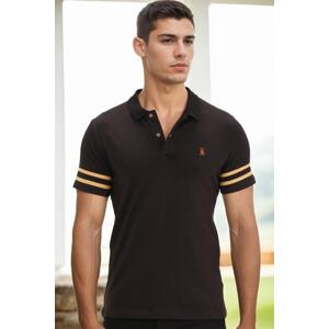 T8585 DEWBERRY MEN'S T-SHIRT-BLACK-CAMEL-2