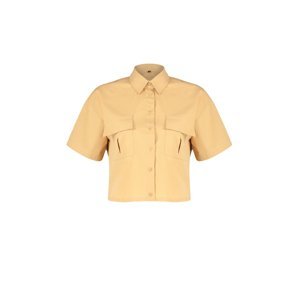 Trendyol Mustard Utility Pocket Detailed Cotton Quality Woven Shirt