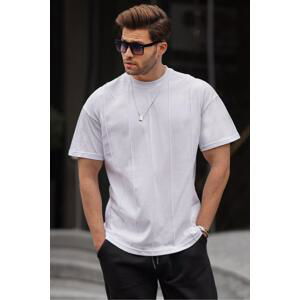 Madmext Men's White Crew Neck T-Shirt 6175