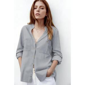 Madmext Smoky Roll Up Sleeve Women's Linen Blended Shirt