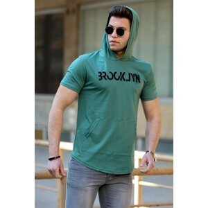 Madmext Men's Green Hooded T-Shirt 4506