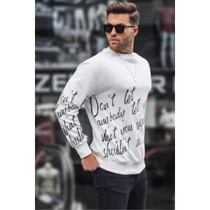 Madmext Ecru Printed Crew Neck Sweatshirt 6156