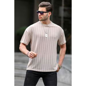 Madmext Beige Oversize Men's Crew Neck T-Shirt 6179