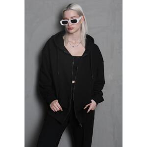 Madmext Black Hooded Basic Sweatshirt