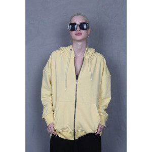 Madmext Yellow Hooded Basic Sweatshirt