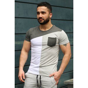 Madmext Crew Neck Pocket Detailed Gray T-Shirt 3015