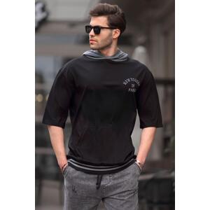 Madmext Men's Black Hooded T-Shirt 6182