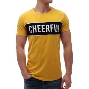 Madmext Printed Crew Neck Yellow T-Shirt 2881