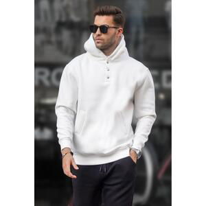 Madmext Ecru Hooded Button Detailed Sweatshirt 6150