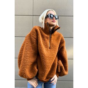 Madmext Tile Plush Zipper Collar Sweatshirt