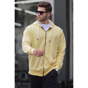 Madmext Yellow Zipper Hooded Sweatshirt 6161