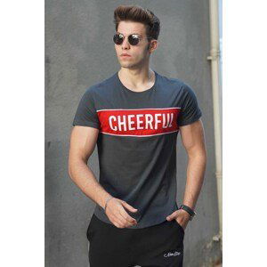 Madmext Printed Crew Neck Smoked T-Shirt 2881