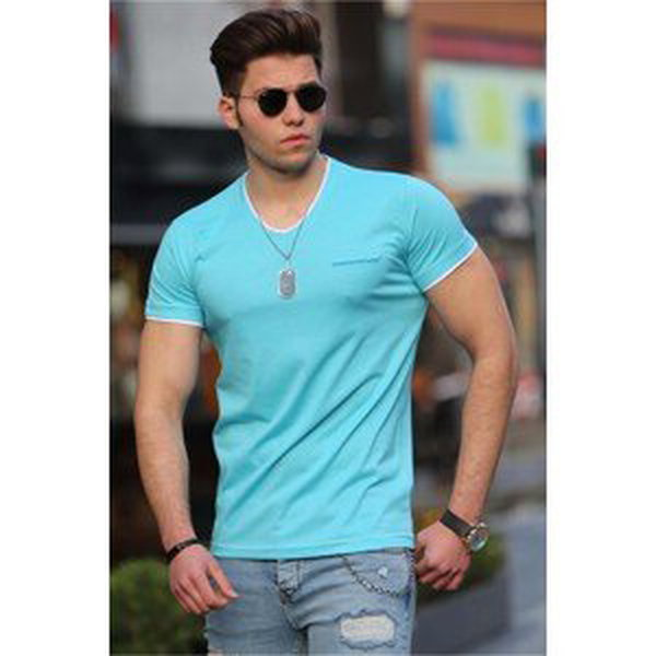 Madmext Turquoise Basic T-Shirt 4447