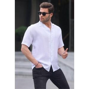 Madmext Men's White Short Sleeve Shirt 6706