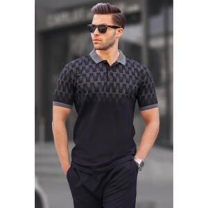 Madmext Black Slim Fit Patterned Men's Polo T-Shirt 6109