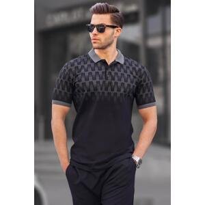 Madmext Black Slim Fit Patterned Men's Polo T-Shirt 6109