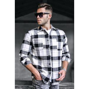 Madmext Men's White Plaid Shirt 5518