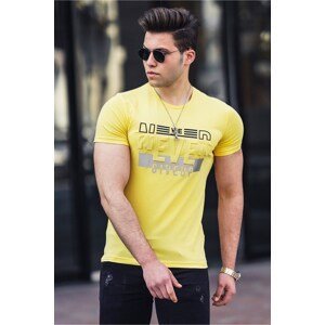 Madmext Embossed Print Men's Yellow T-Shirt 4594