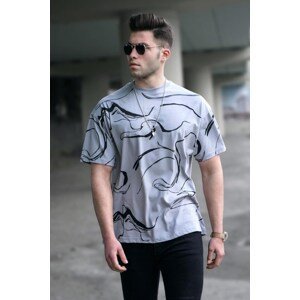 Madmext Men's Patterned Painted Gray T-Shirt 5362