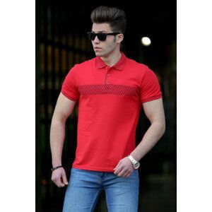 Madmext Men's Red Patterned Polo Neck T-shirt