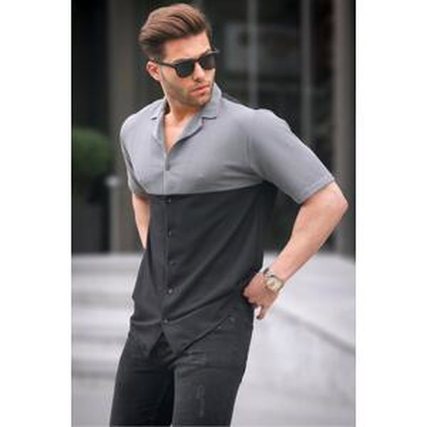 Madmext Men's Black Short Sleeve Shirt 6707