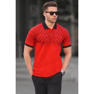 Madmext Men's Red Slim Fit Patterned Polo T-Shirt 6109