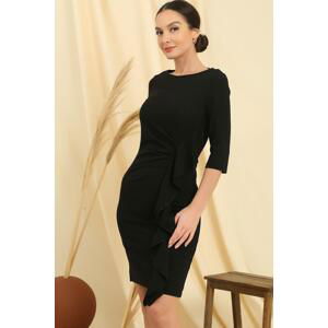 By Saygı Lycra Dress with Flounce Detail on the Front