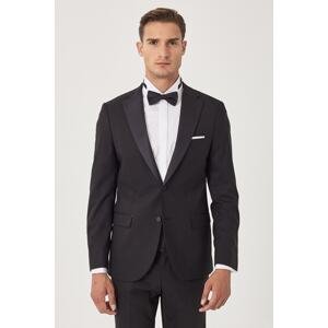 ALTINYILDIZ CLASSICS Men's Black Slim Fit Slim Fit Mono Collar Classic Tuxedo Suit