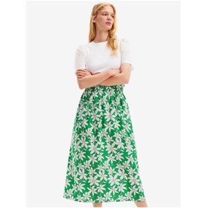 Women's White-Green Floral Midi Dress Desigual Marlon - Women