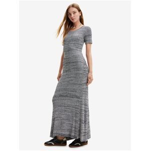 Women's grey brindle knit maxi dress Desigual Tira - Women
