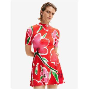 Women's Red Floral Knit Dress Desigual Boston - Women