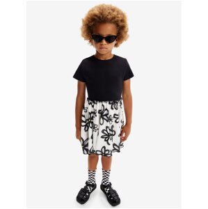 White and Black Girls' Floral Dress Desigual Bera - Girls