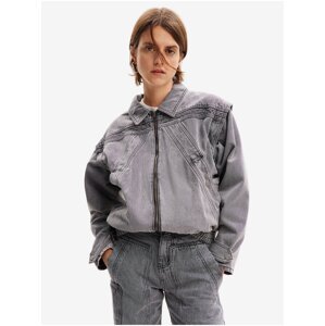 Women's Light Grey Denim Jacket Desigual Tae - Women