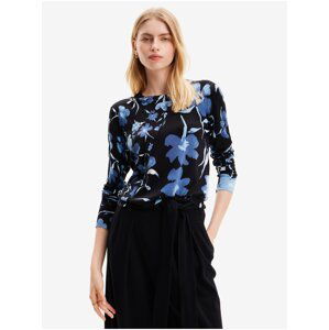 Blue-Black Women's Floral Sweater Desigual Darky - Women